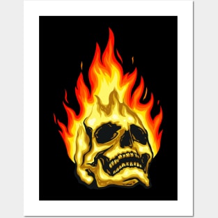 Skull Fire Flame Posters and Art